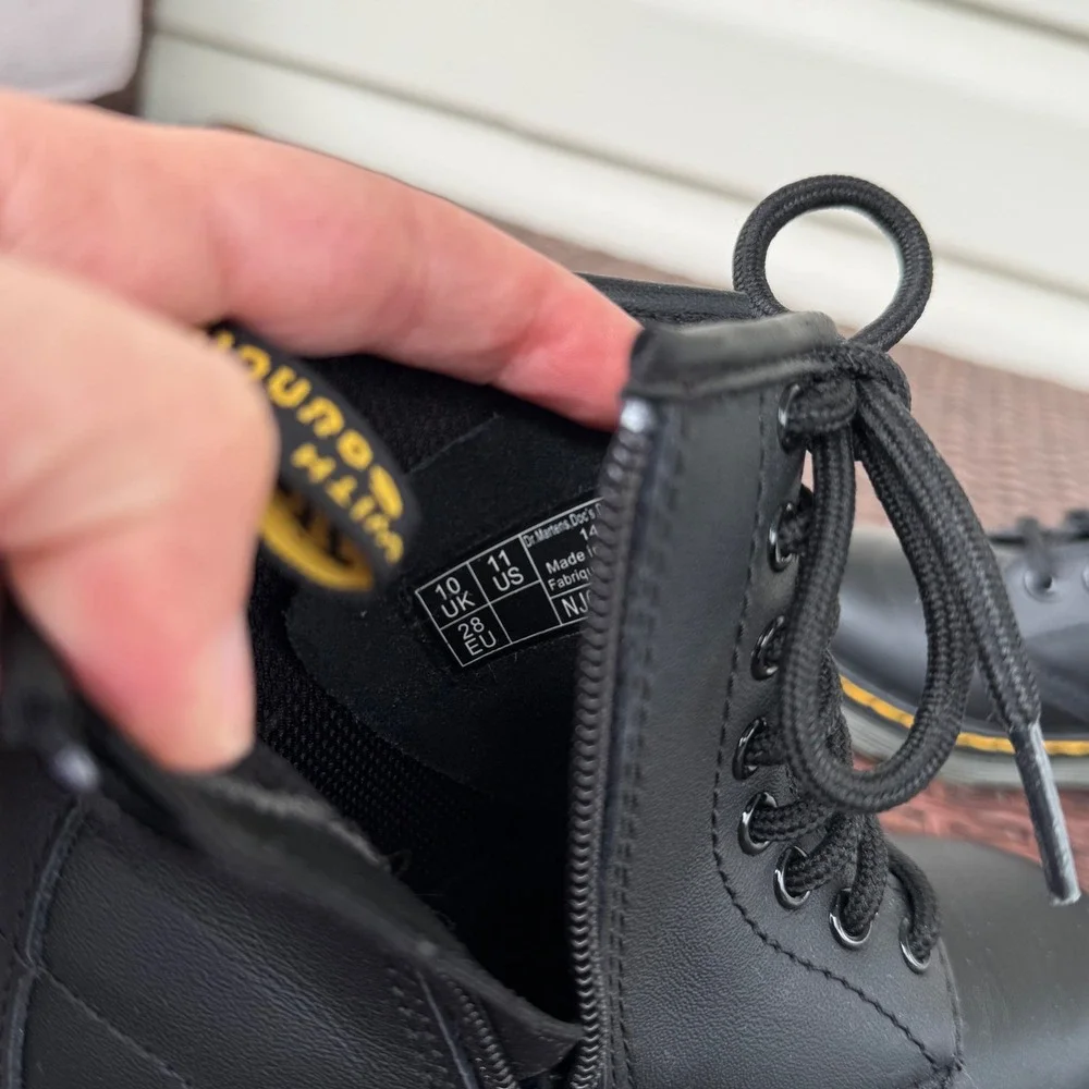 Dr. Martens 1460 J Junior Black Lace Up Side Zip Combat Boots Size 11 US Kids